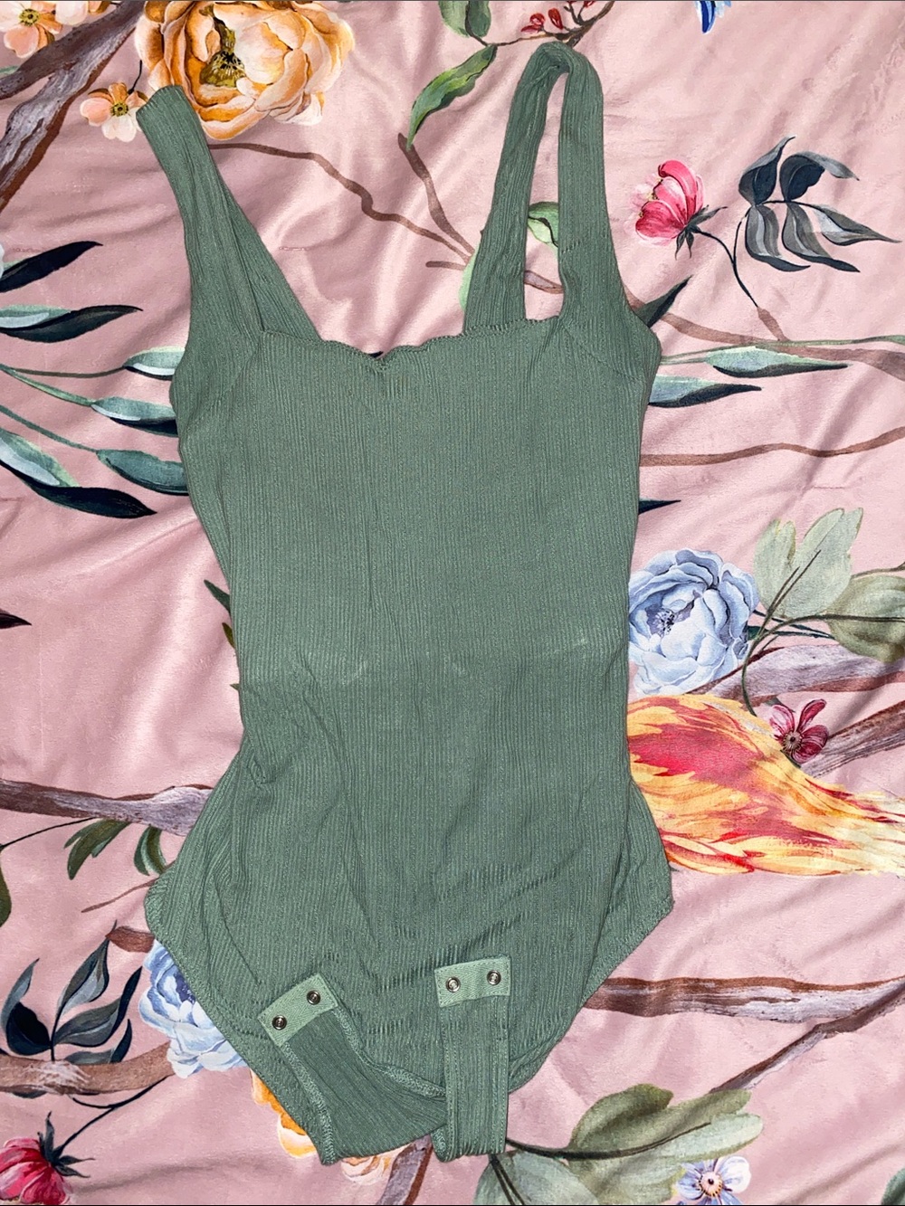 Le Lis Ribbed Sage Green Tie Back Bodysuit